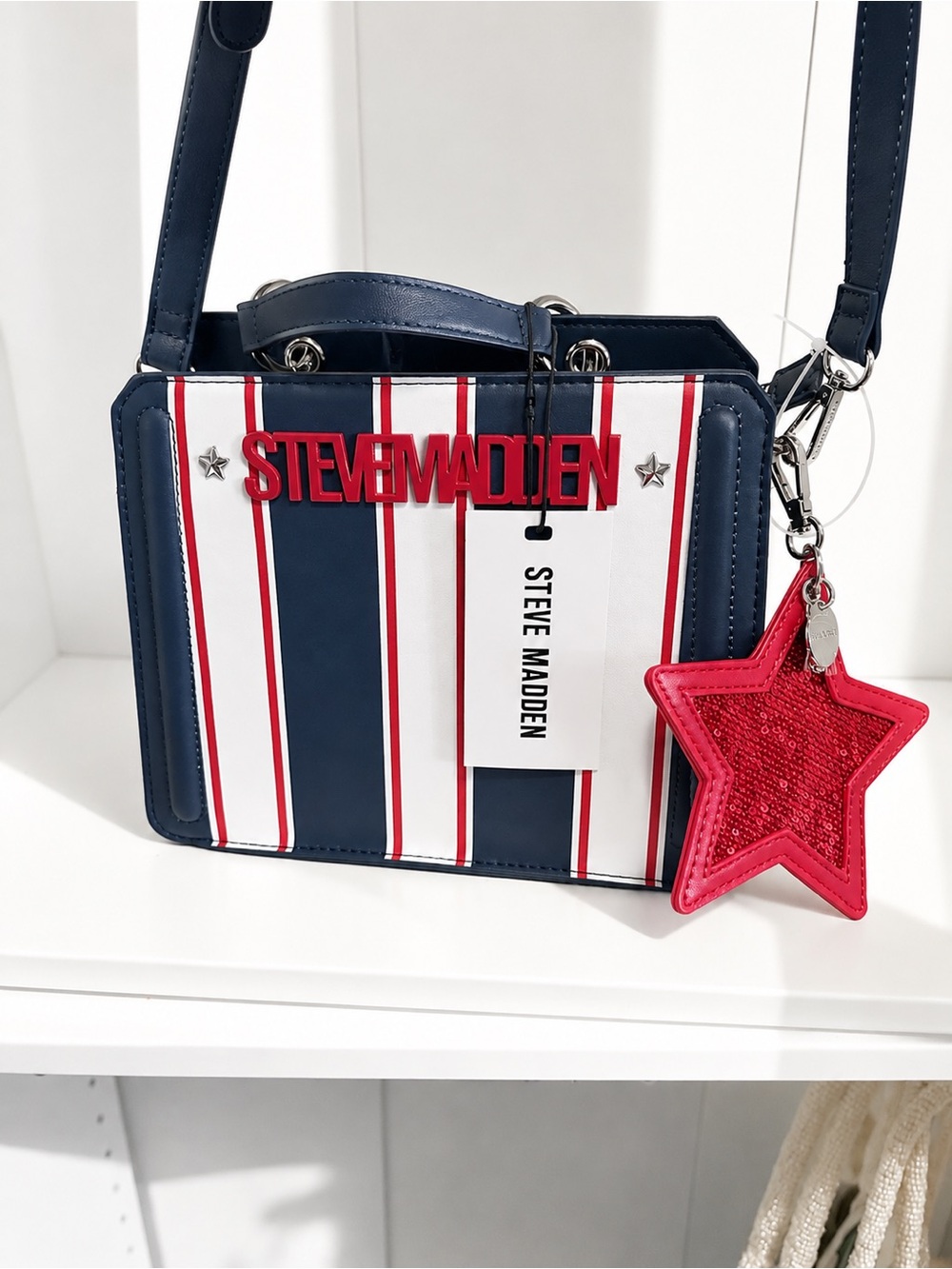 ⭐ Steve Madden Red, White & Blue Crossbody Bag + Sequin Star Charm